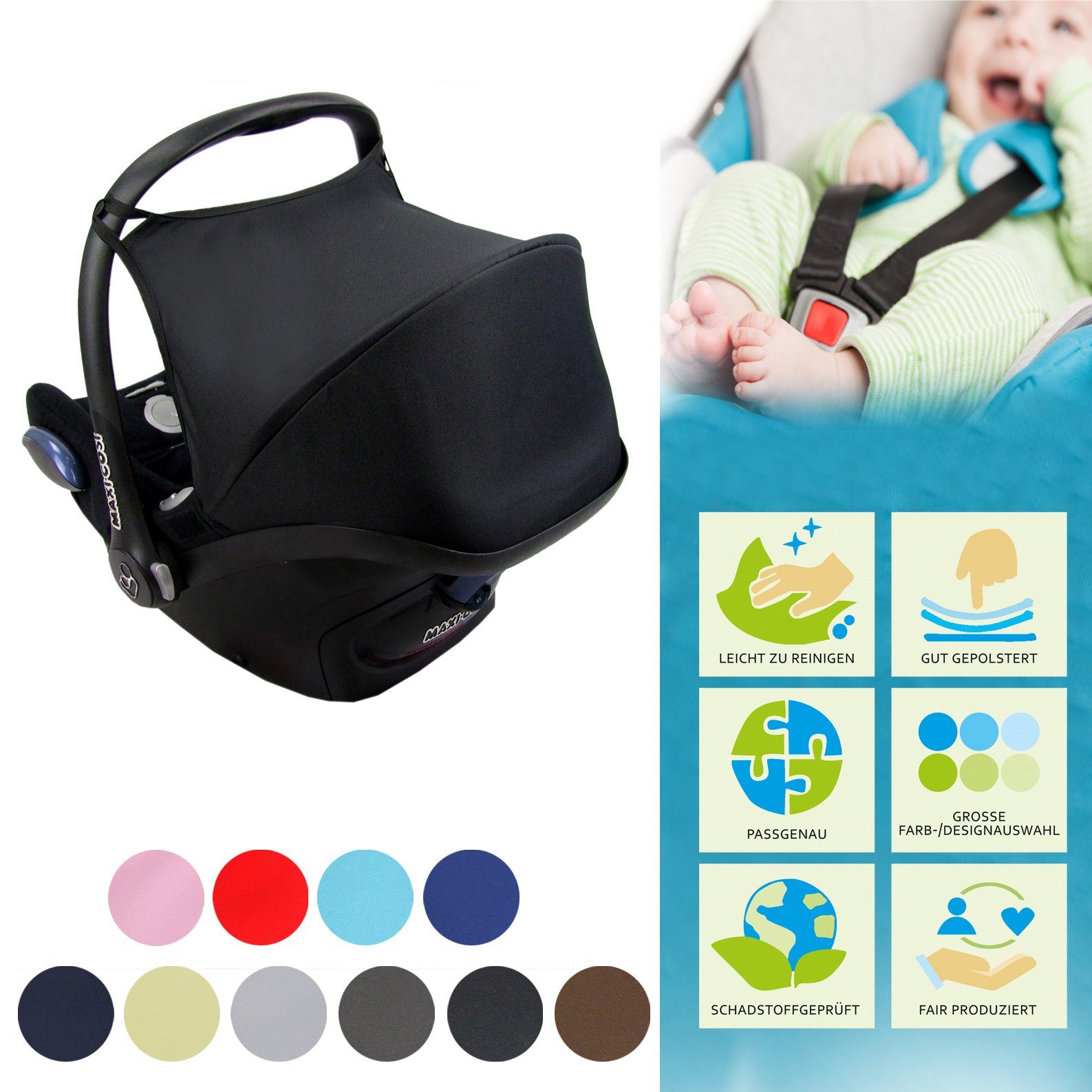 BambiniWelt by Rafael K. Babyschale Sonnenverdeck für Babyschale kompatibel mit Maxi Cosi Cabrio-Fix, ab: 0+, bis: 14 Monate