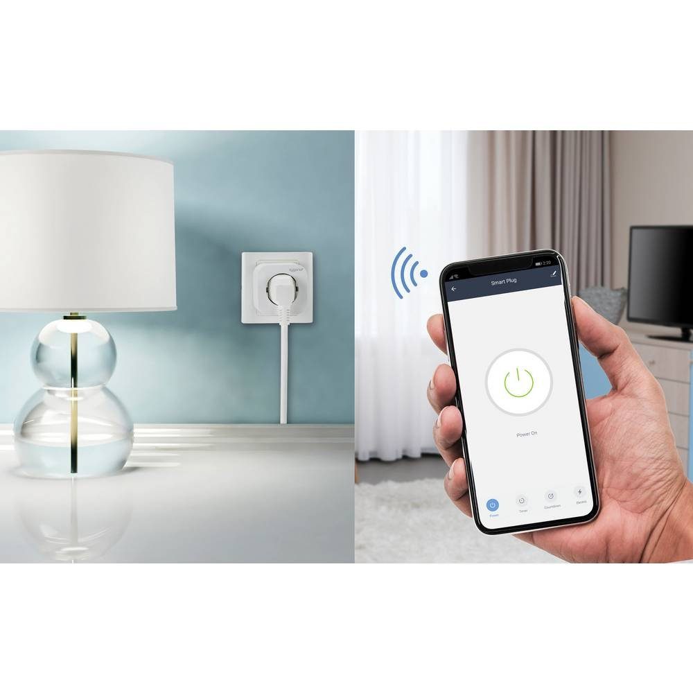 Sygonix Wi-Fi Smart-Home-Steckdose mit Smart-Home-Steuerelement, mit Messfunktion