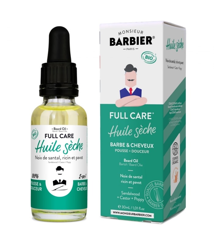 MONSIEUR BARBIER-FULL CARE BIO-Huile Sèche Bio 2-en-1 Barbe et Cheveux