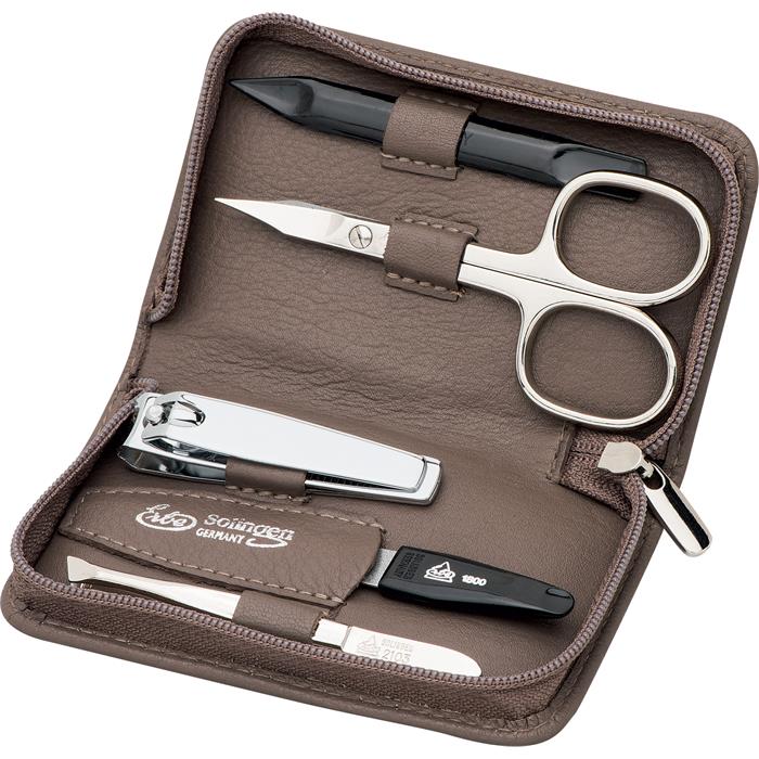 Manicure-Etui mit Reißverschluss, 5-teilig, Taupe