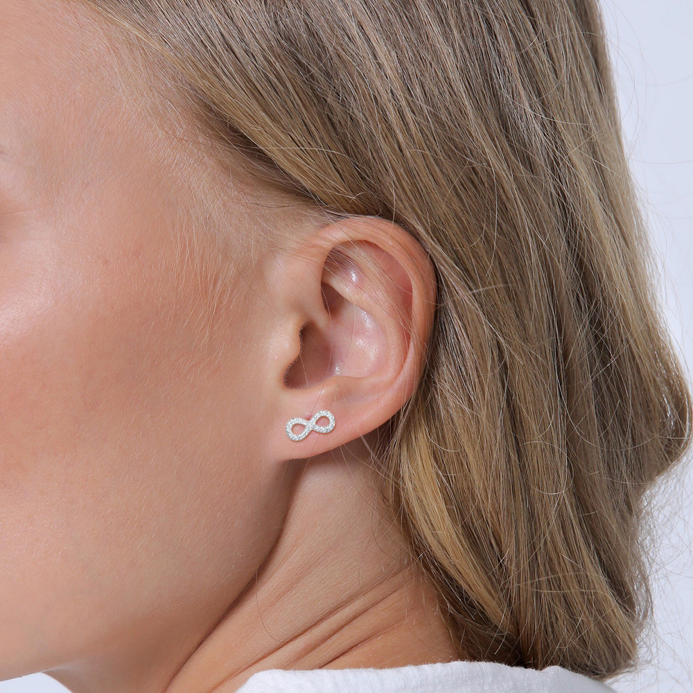Elli Elli Boucles d'Oreilles Infinity Zirkonia Unendlichkeit 925 Silber Boucles d'oreilles