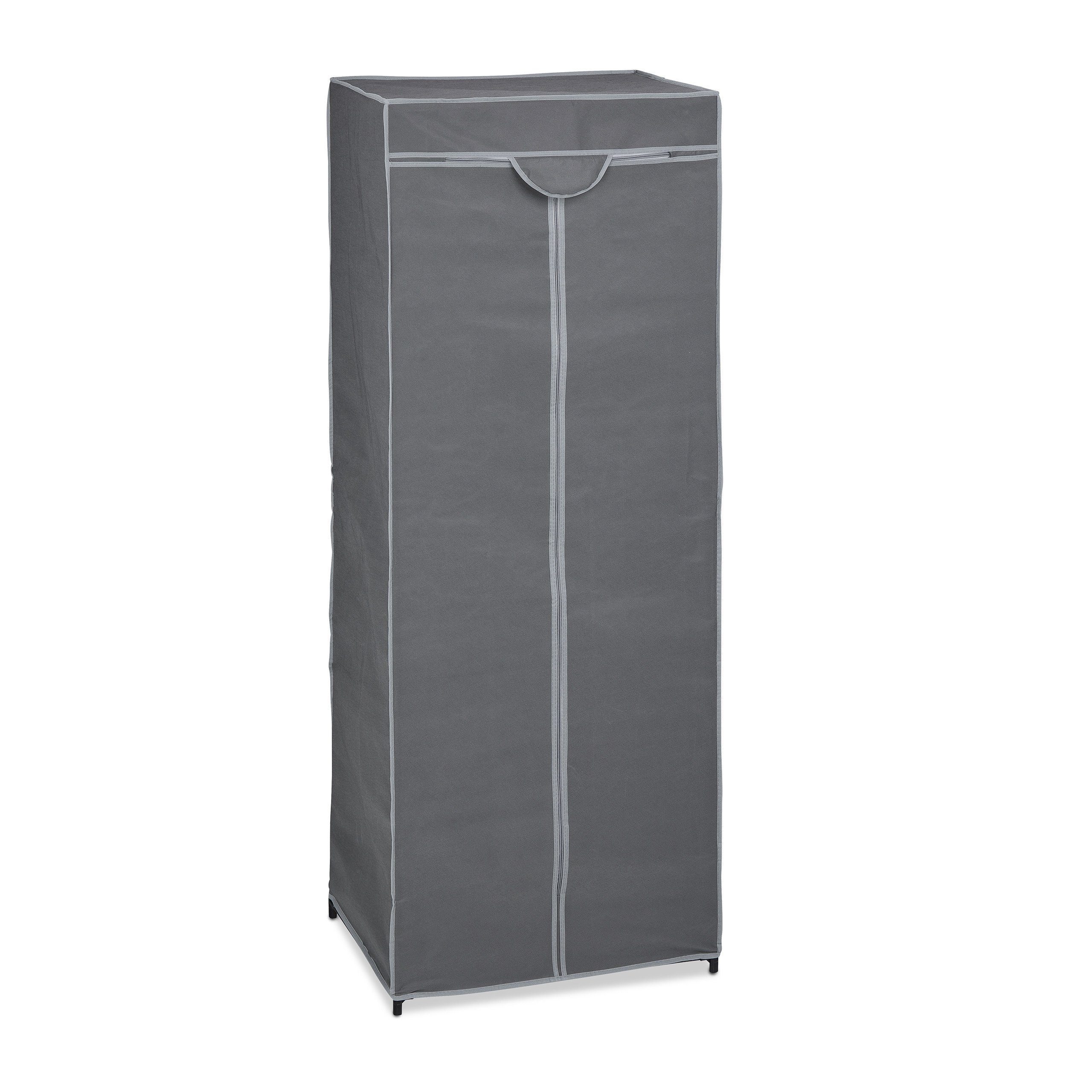 relaxdays Stoffschrank Stoffschrank mit Kleiderstange Anthrazit
