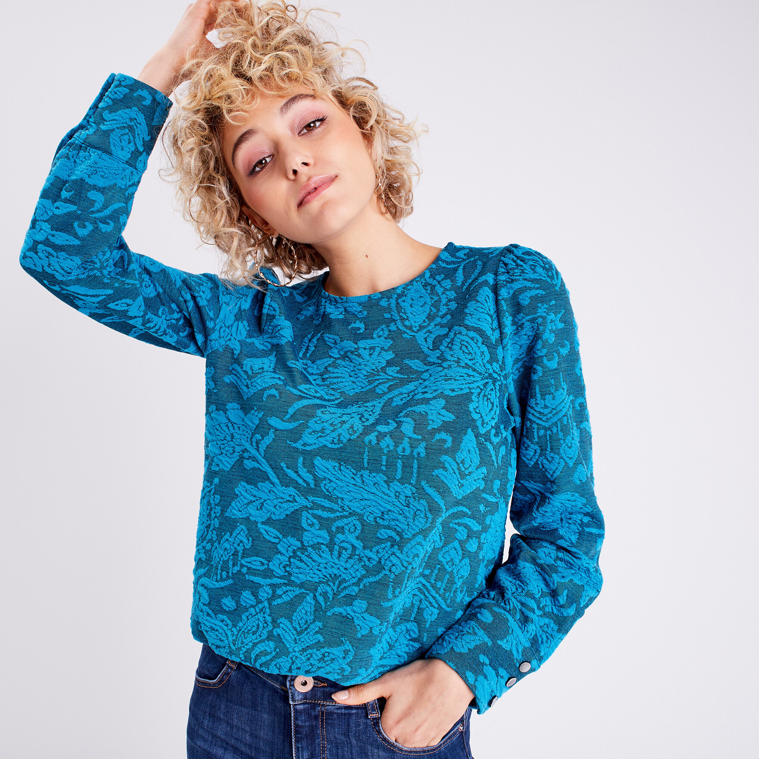 Sweat manches longues bleu femme | Cache Cache