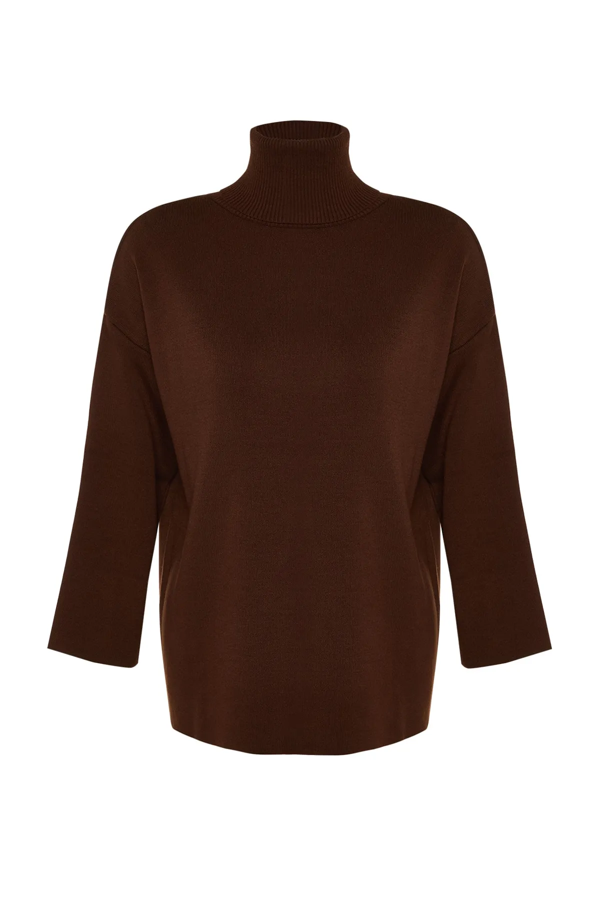 Trendyol Collection  Brauner Basic-Strickpullover mit weiter Passform TWOAW23KZ00206