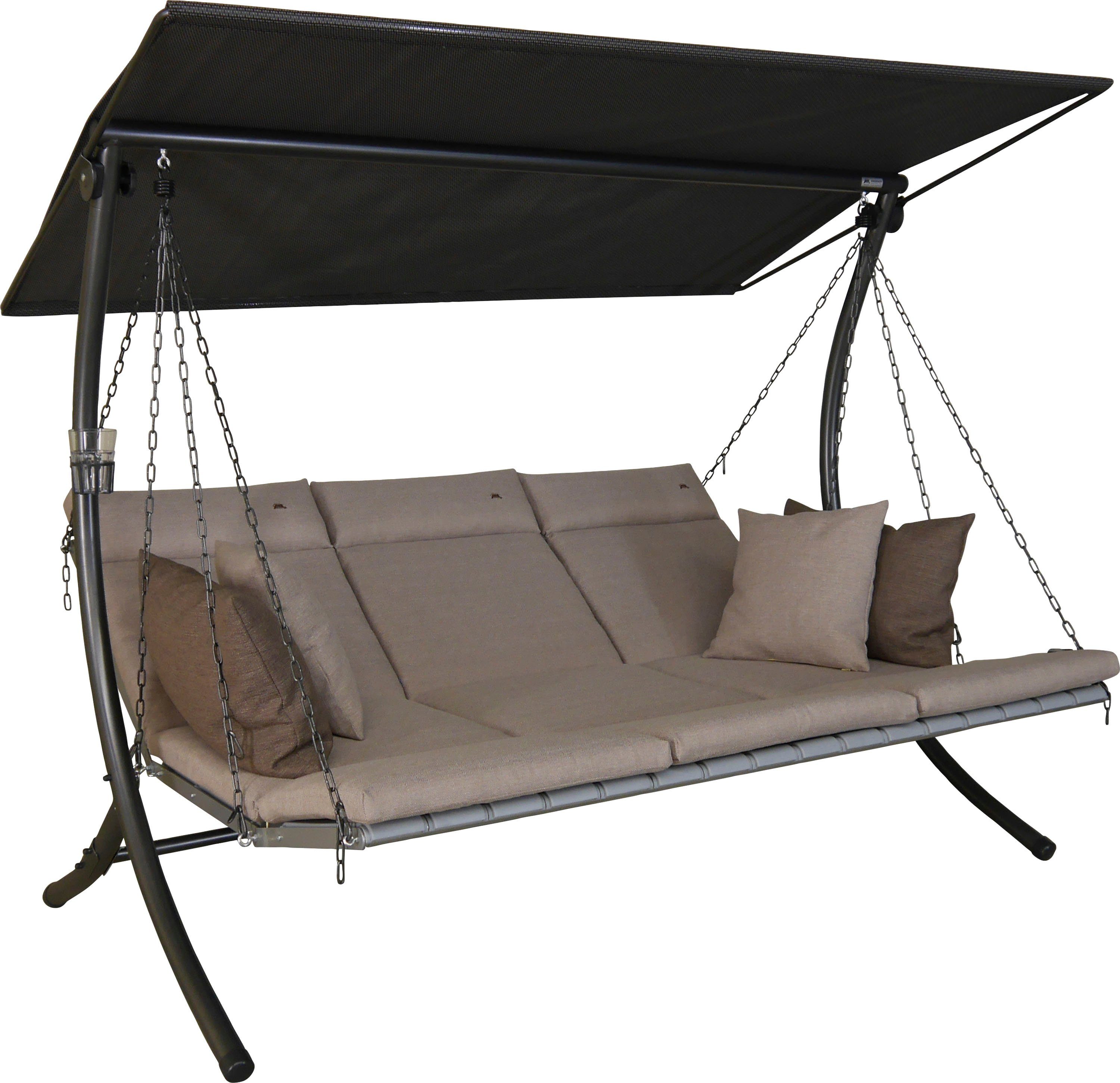 Angerer Freizeitmöbel Hollywoodschaukel Luxus Smart sand, 3-Sitzer, Bettfunktion, BxTxH: 210x145x160 cm