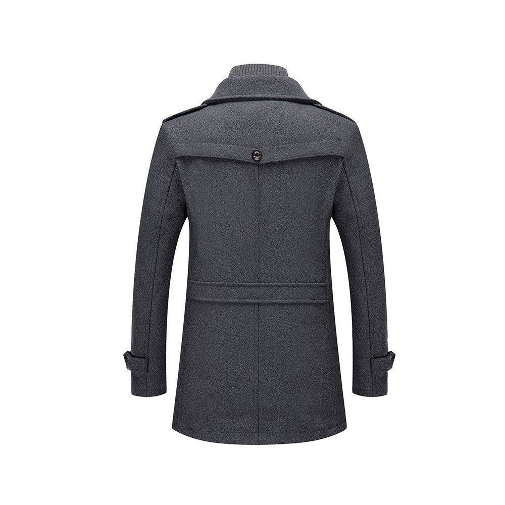 Zeaicos Dufflecoat Herren Wintermantel Abnehmbare Doppelkragen Slim Fit Jacke (1-tlg) Warmer, doppellagiger Kragen