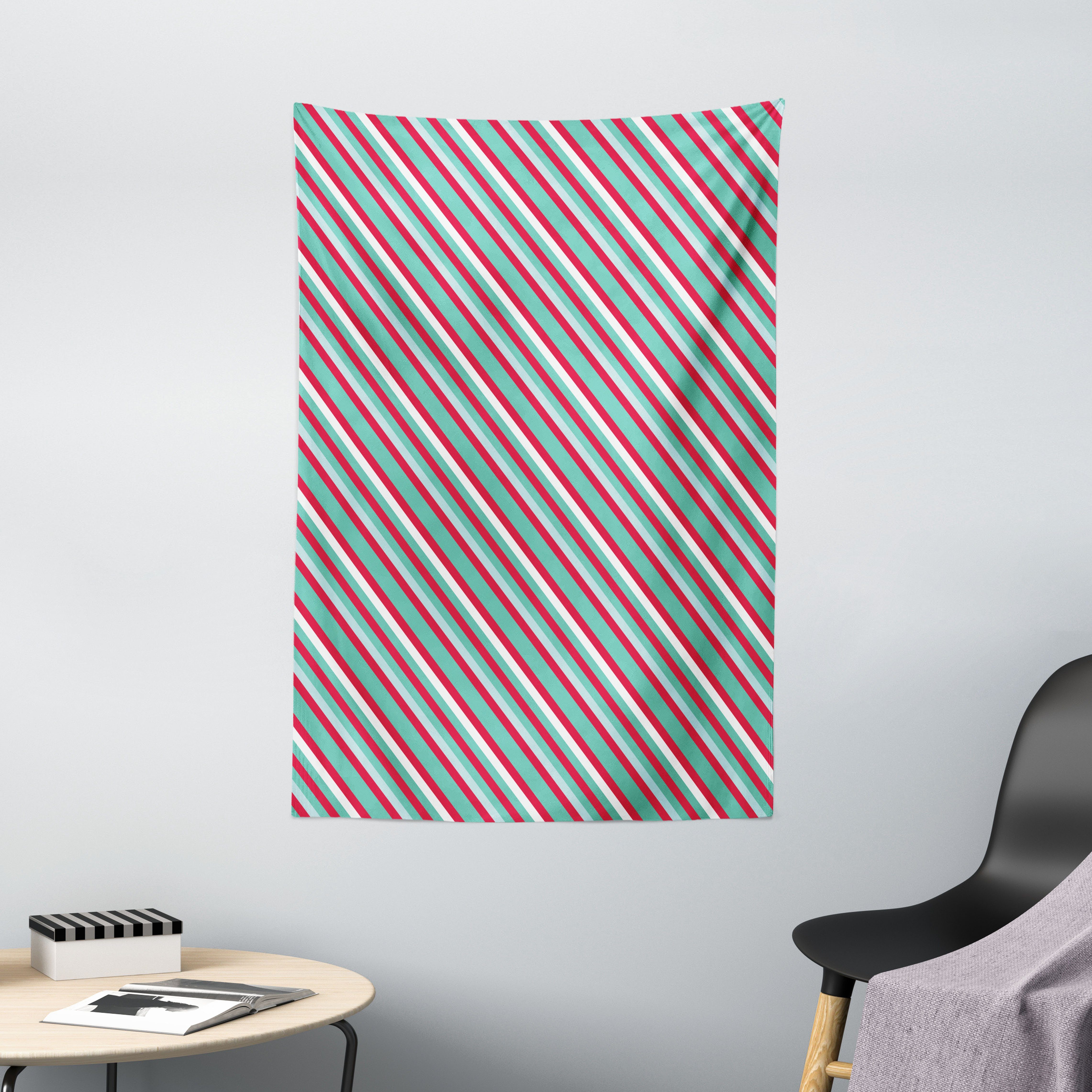 Wandteppich Wohnzimmer Schlafzimmer Wandtuch Seidiges Satin Wandteppich, Abakuhaus, rechteckig, Streifen Weihnachten Vibe einfache Linien