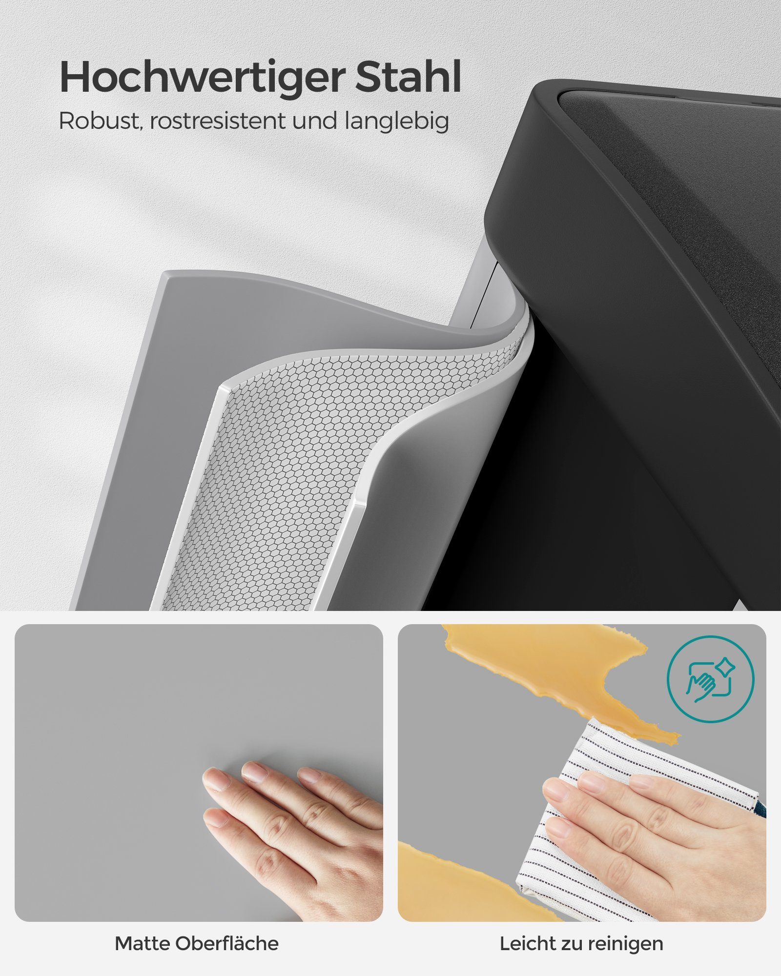 SONGMICS Mülleimer Mülltrennsystem, aus Metall, 24 L, Küche