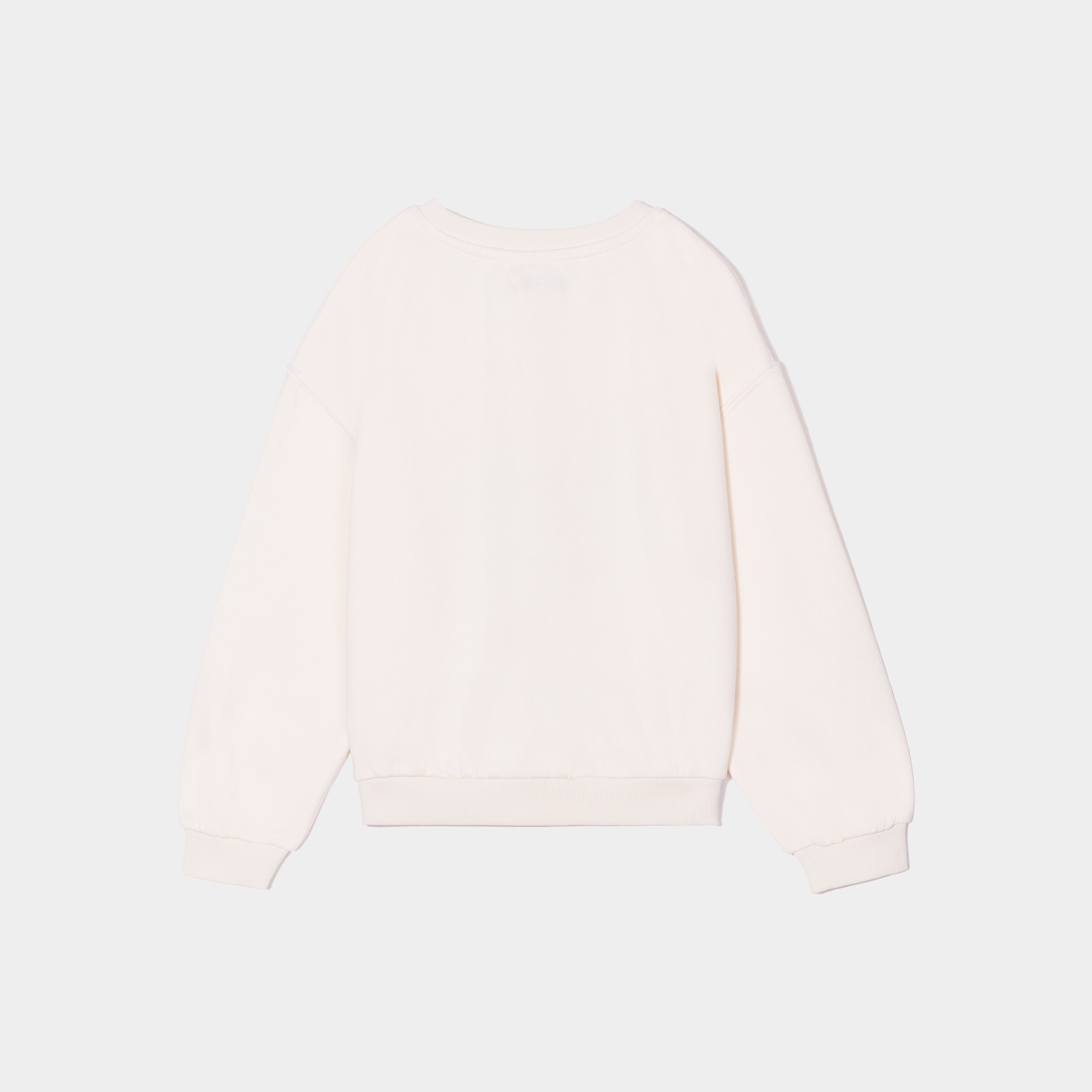 Sweat à paillettes manches longues creme fille | La Halle