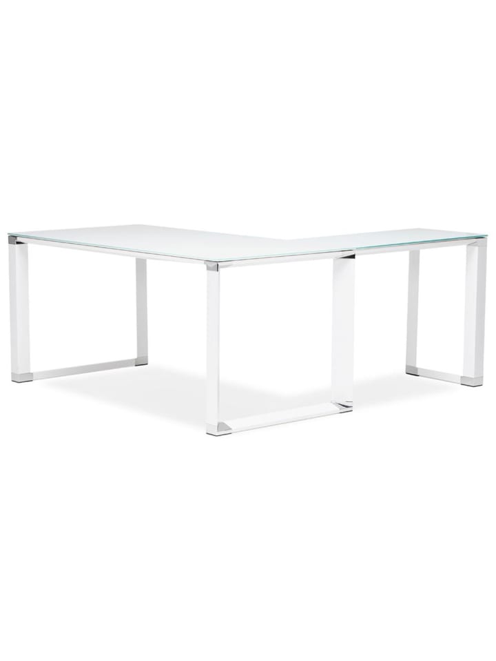 KADIMA DESIGN Eckschreibtisch Glas modern Winkelwahl, Bürotisch minimalistisch in Weiß günstig kaufen