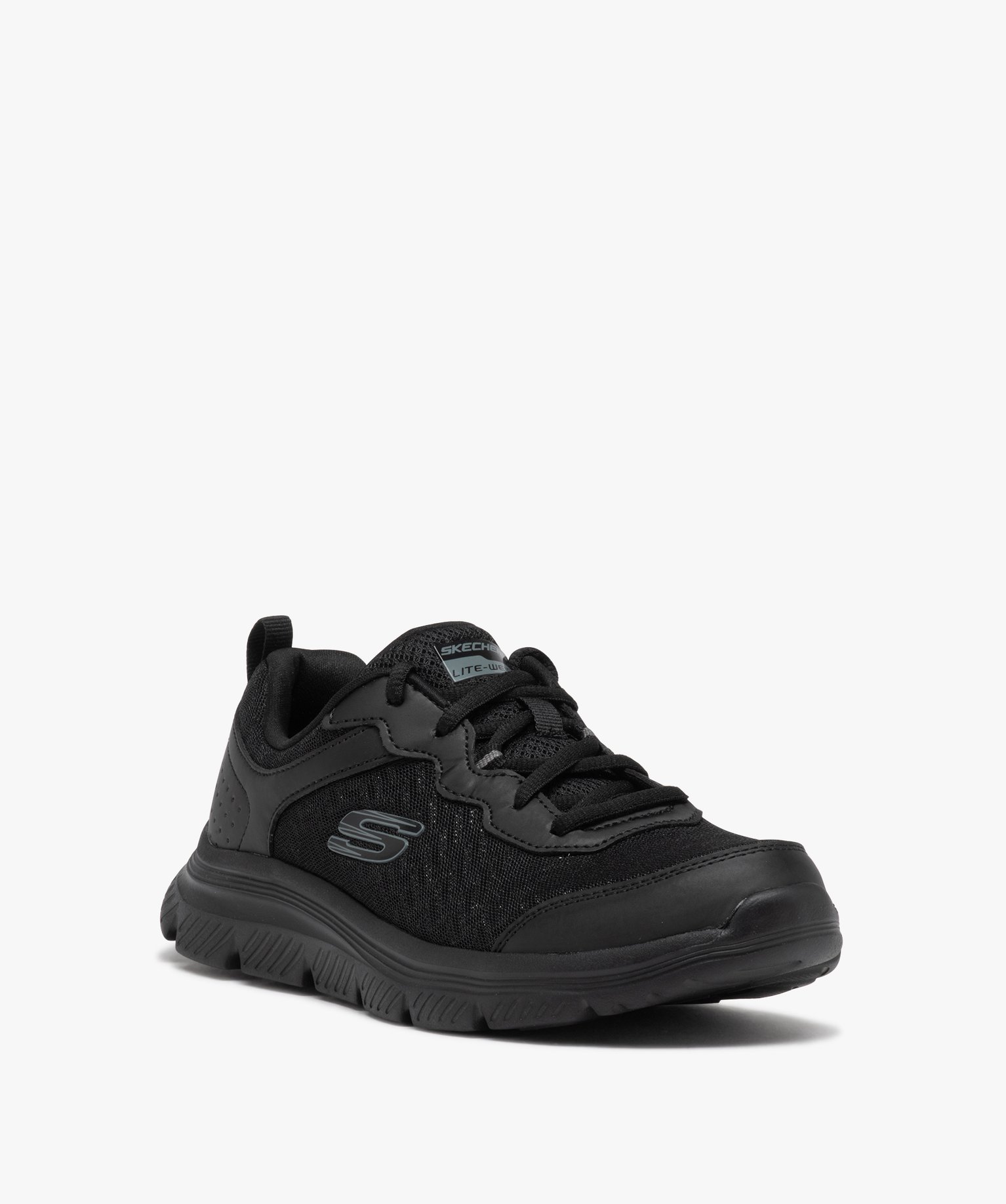 Baskets femme unies style running en mesh brillant - Skechers noir | GEMO