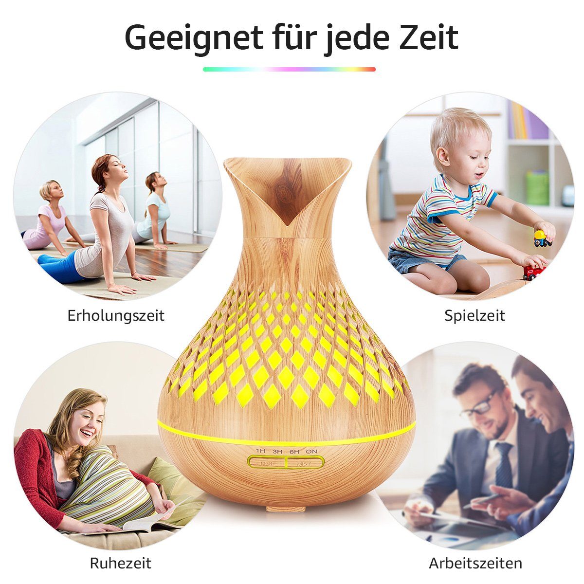 7Magic Luftbefeuchter Aroma Diffuser Luftbefeuchter Raumbefeuchter Oil Diffuserm, mit Timer, 0,50 l Wassertank, Ultraschall Aromatherapie Diffusor für Büro,Yoga,Spa,Schlafzimmer
