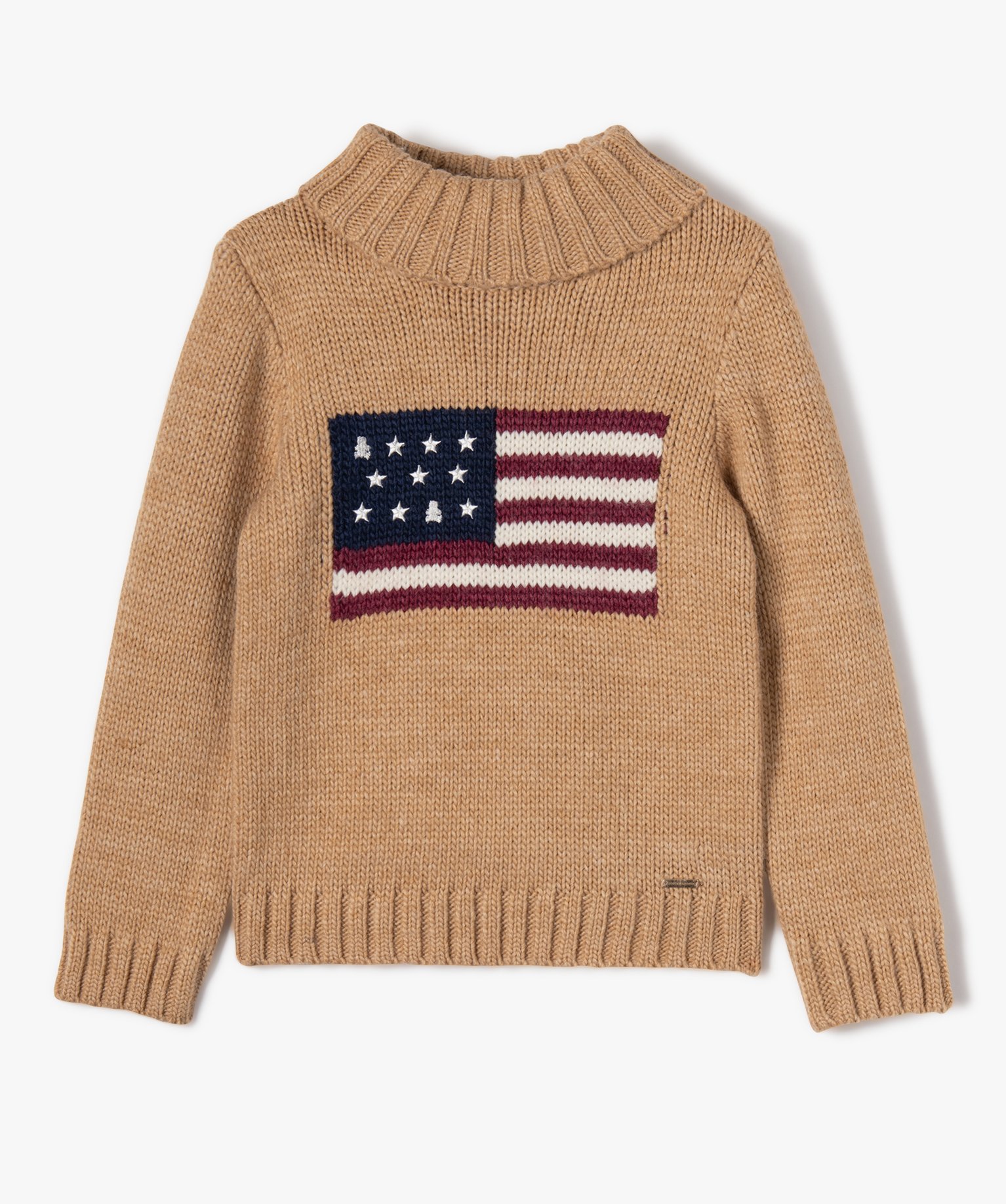 Pull à col roulé en grosse maille fille - LuluCastagnette beige | GEMO