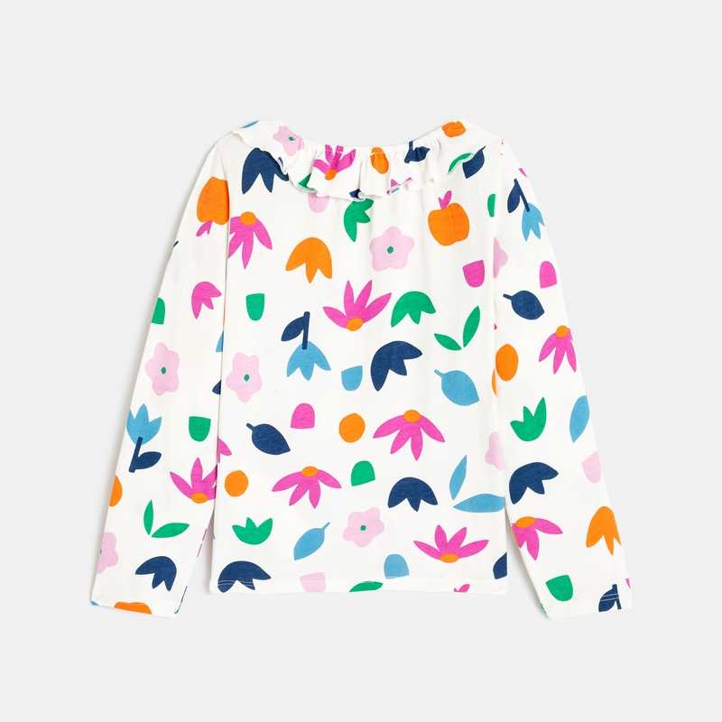 T-shirt bébé fille coton fleuri blanc Catimini