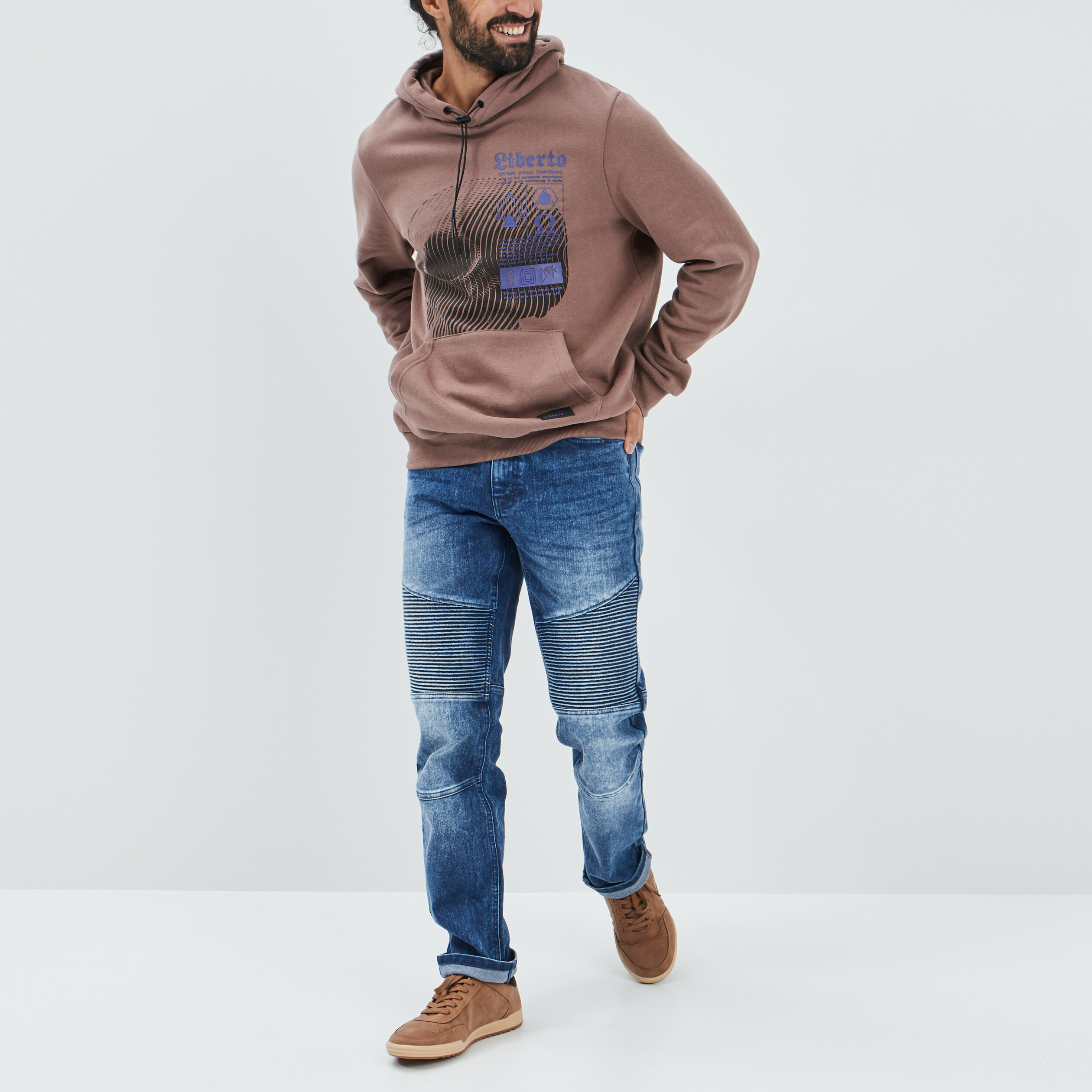 Sweat à capuche hoodie Liberto vieux rose homme | La Halle