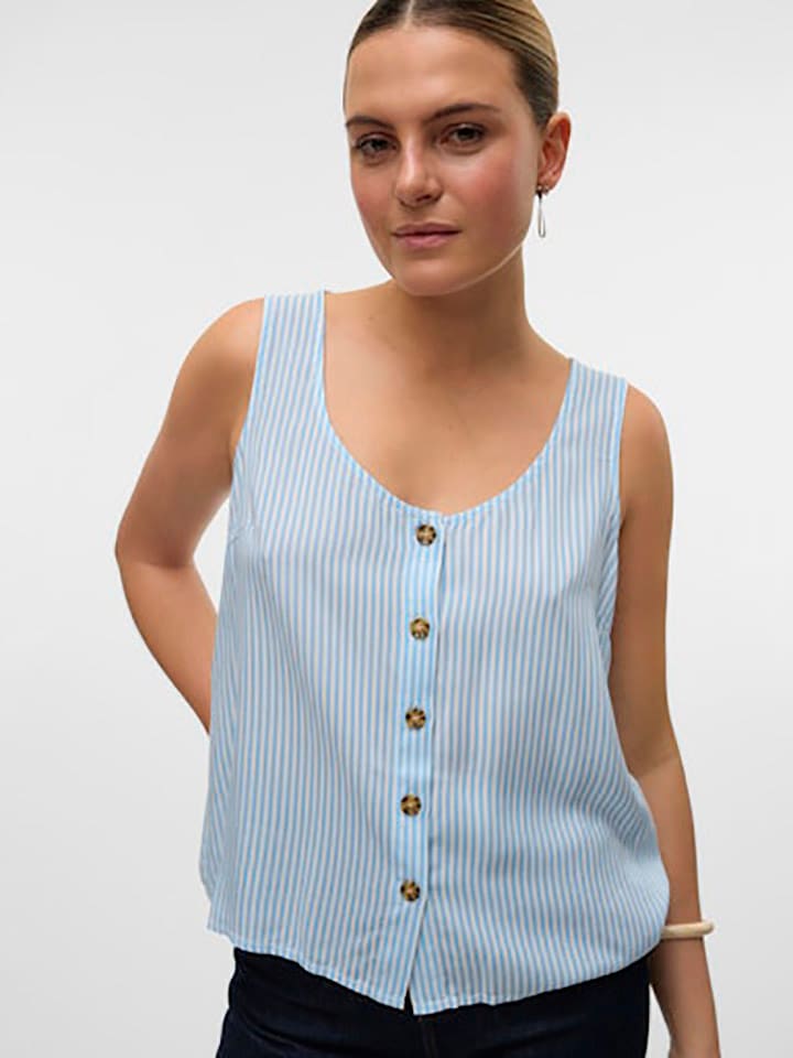 Vero Moda Top in Hellblau/ Weiß günstig kaufen