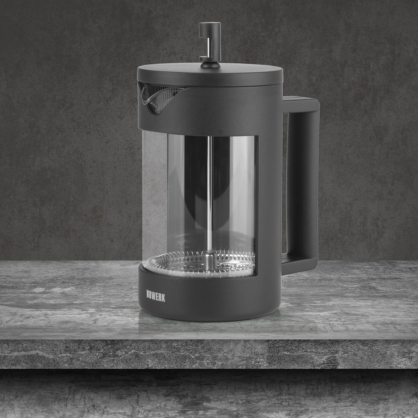N8WERK Kaffeebereiter Kaffeepresse, Edelstahl Coffee-Press-System 800 ml