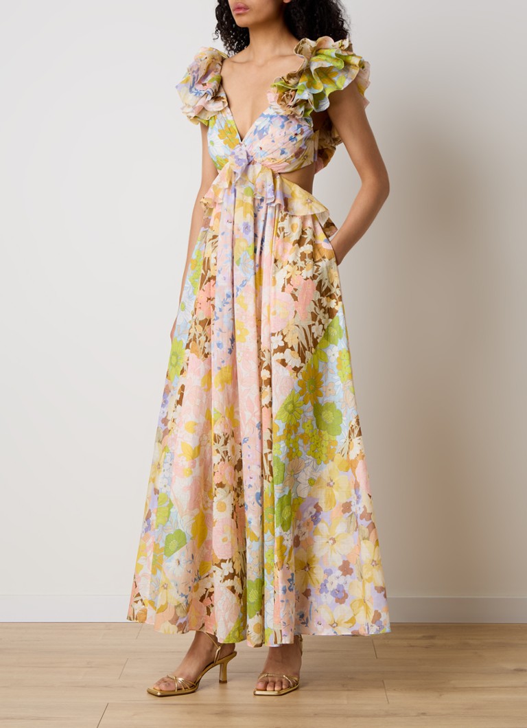 Rochie midi cu imprimeu floral și buzunare laterale Zimmermann
