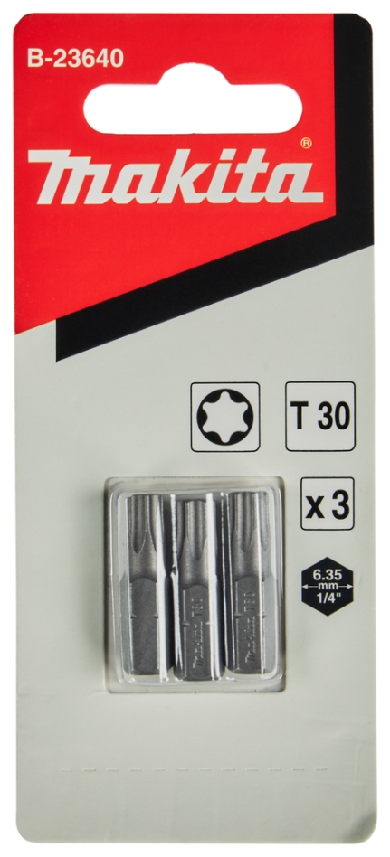 Makita Zubehör B-23640 Schraubendreher-Bit T30 x 25 mm, 3 Stück