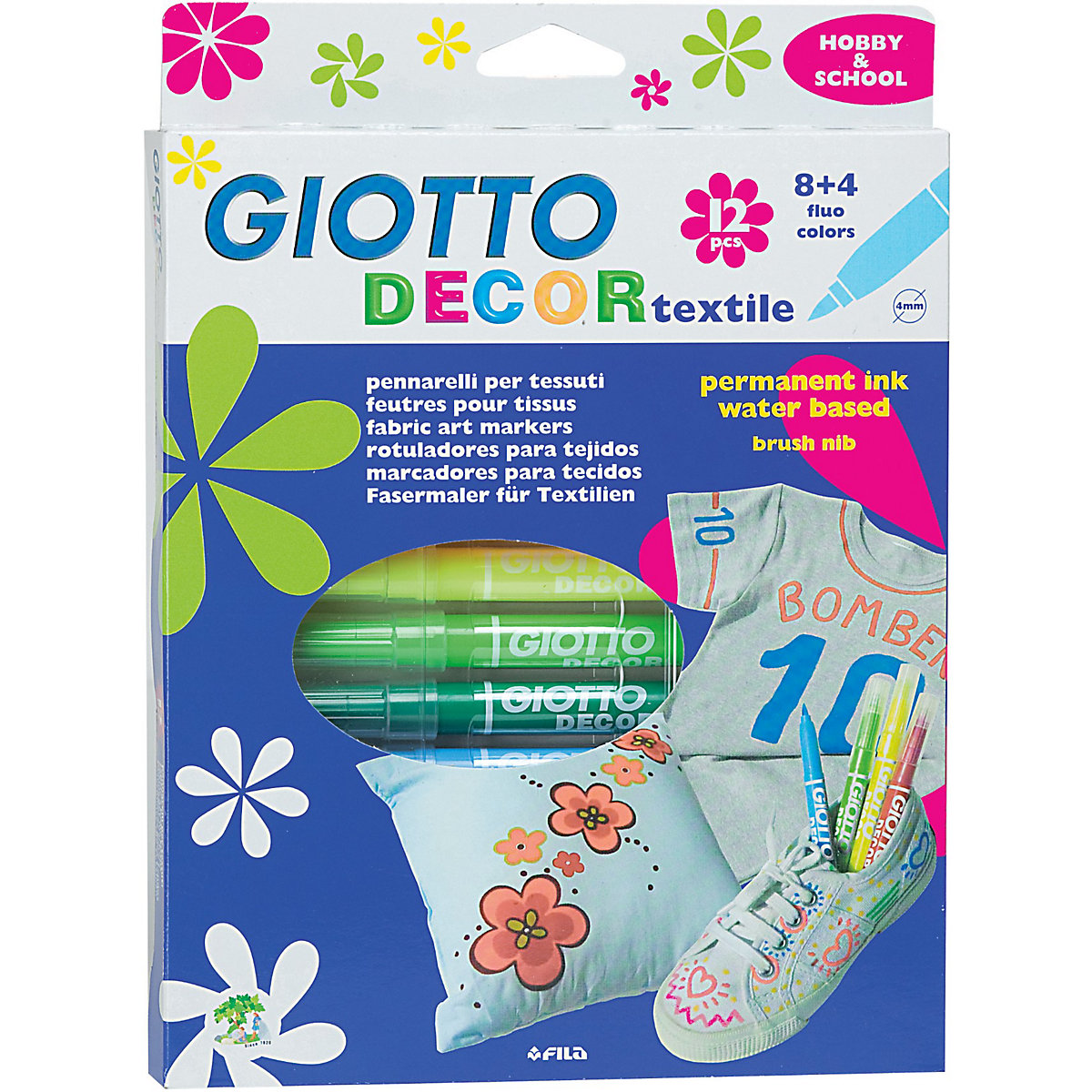 GIOTTO Decor Textilmarker, 12 Farben