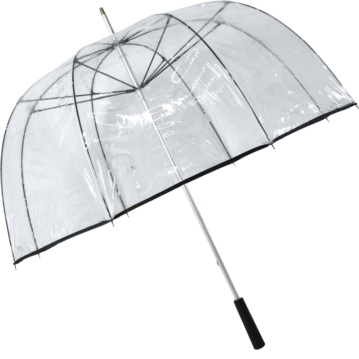 Impliva Langregenschirm Falcone® XL Glockenschirm durchsichtig transparent, extra groß für bequemen Durchblick und eine geschützte Frisur