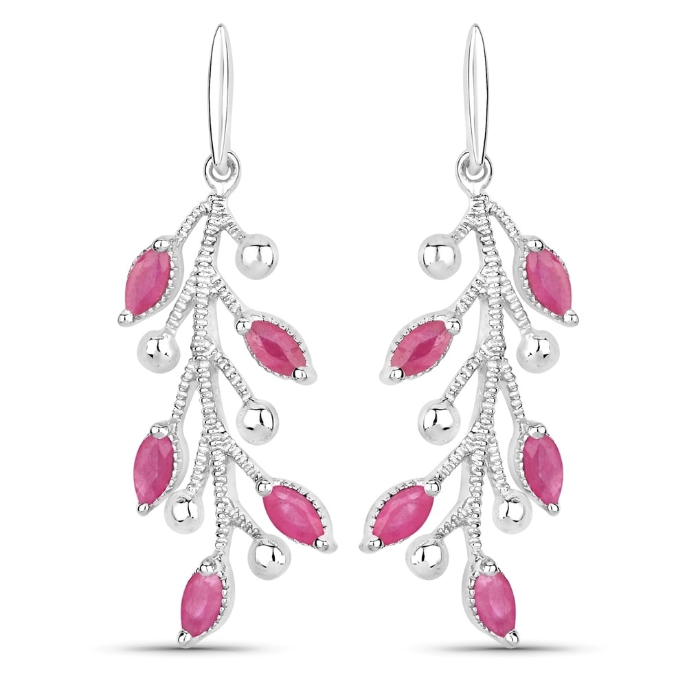 Rafaela Donata Boucles doreilles Floral Argent sterling Rubis en Argent Bijoux