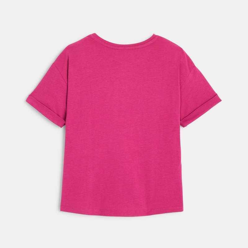 T-shirt fille coton recyclé brodé violet Catimini