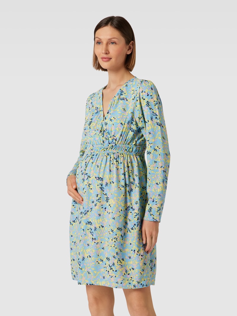Knielanges Umstands-Kleid im Wickel-Look Modell 'Renee' in hellblau
