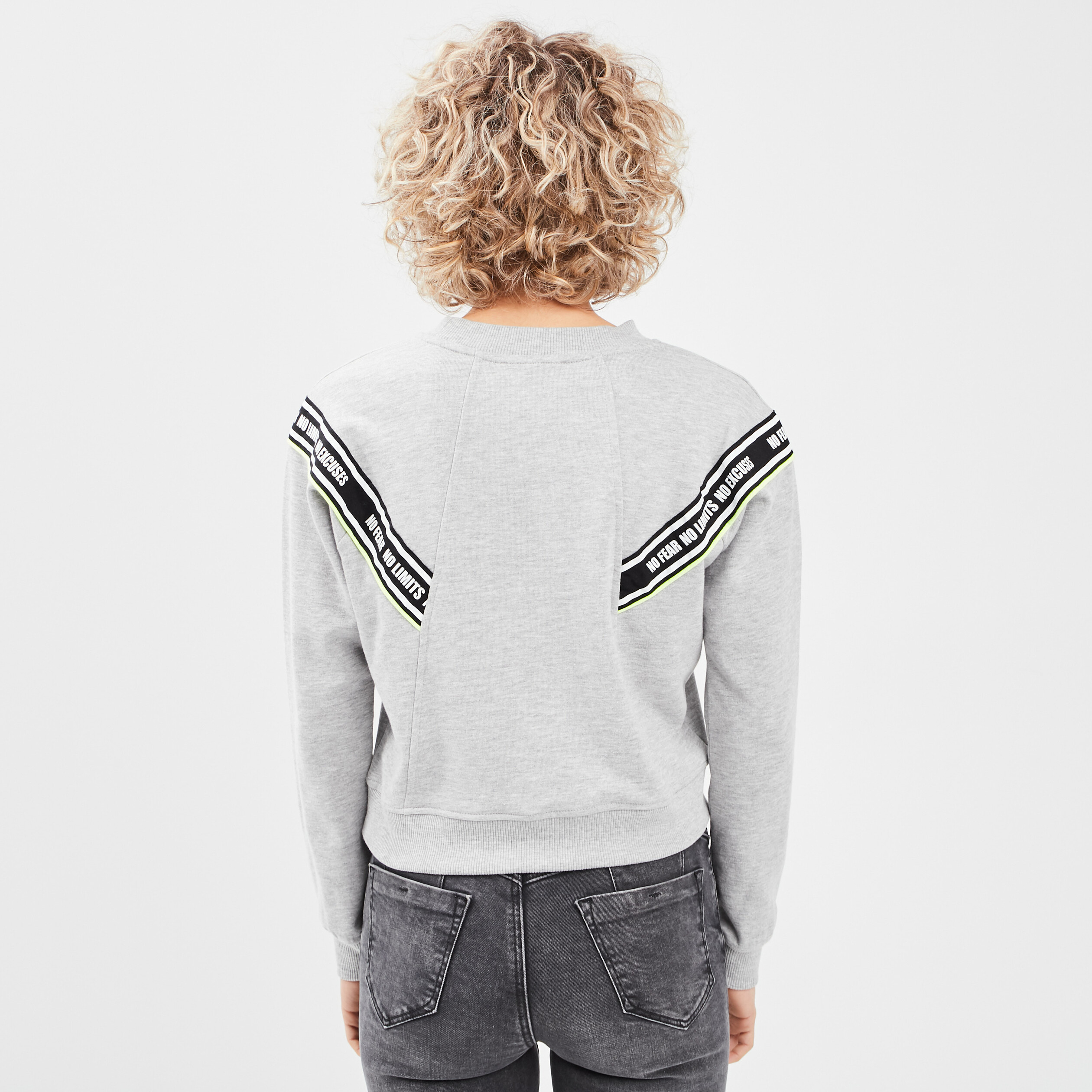 Sweat court manches longues gris femme | La Halle
