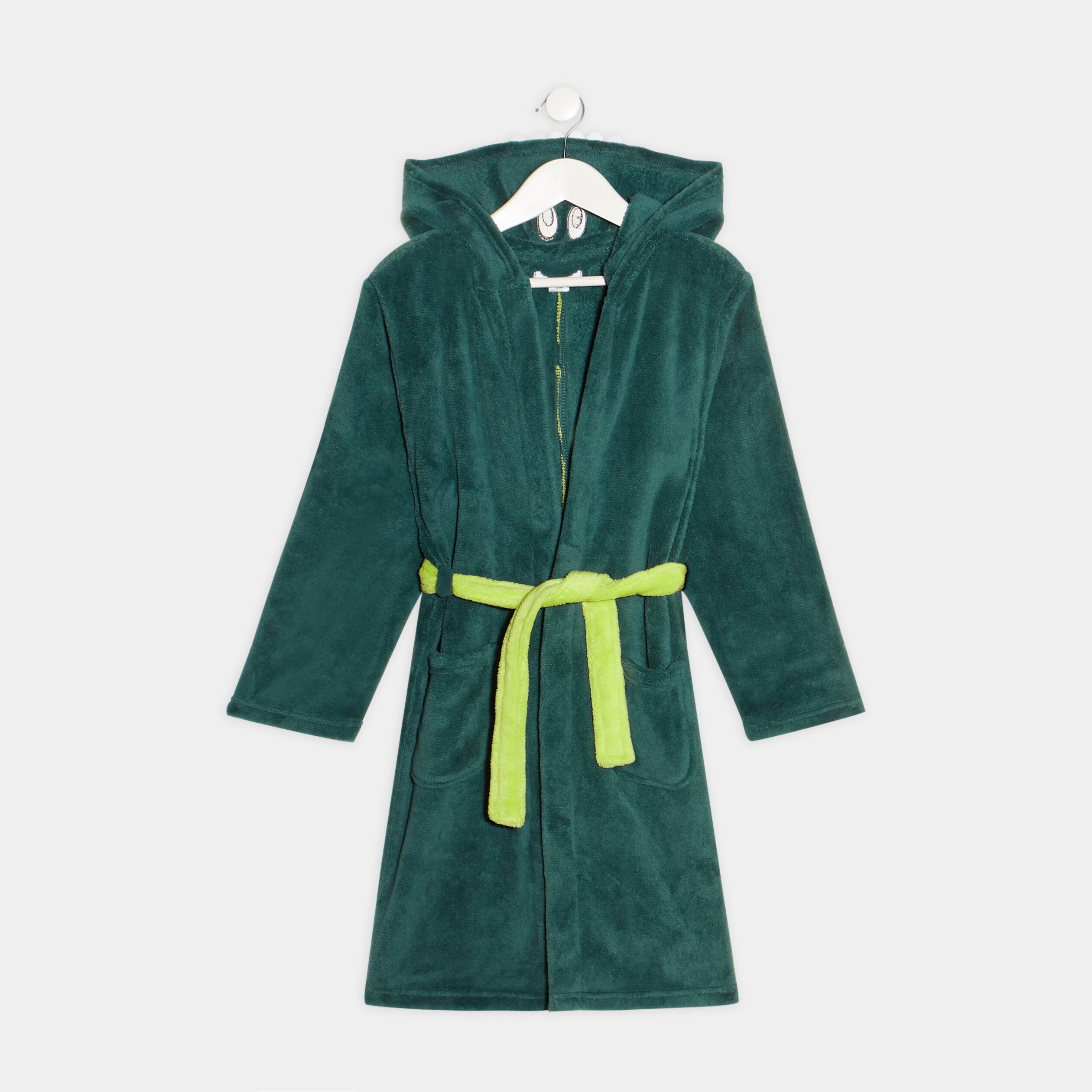 Peignoir ceinturé à capuche vert garçon | La Halle