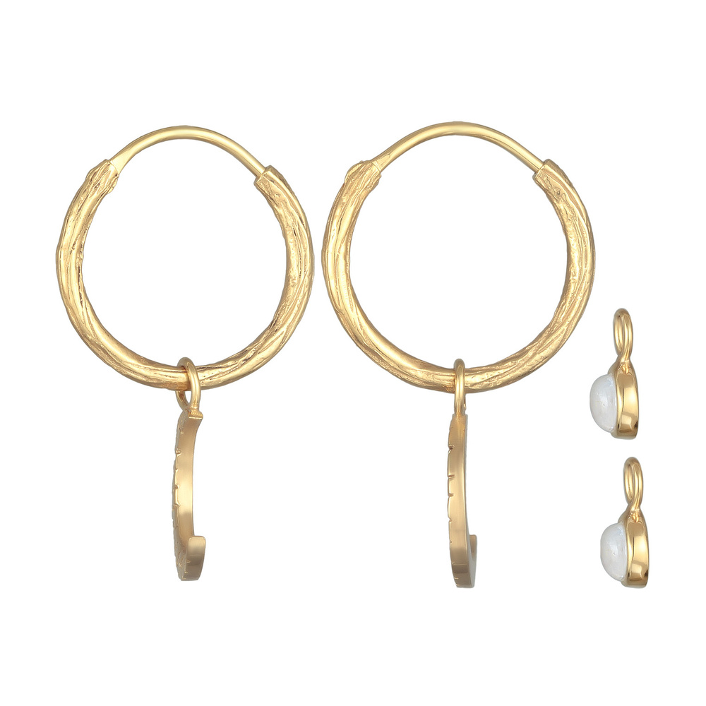 Elli PREMIUM Elli PREMIUM Boucles d'Oreilles Femmes créoles demi-lune set pendentif avec pierr Boucles d'oreilles