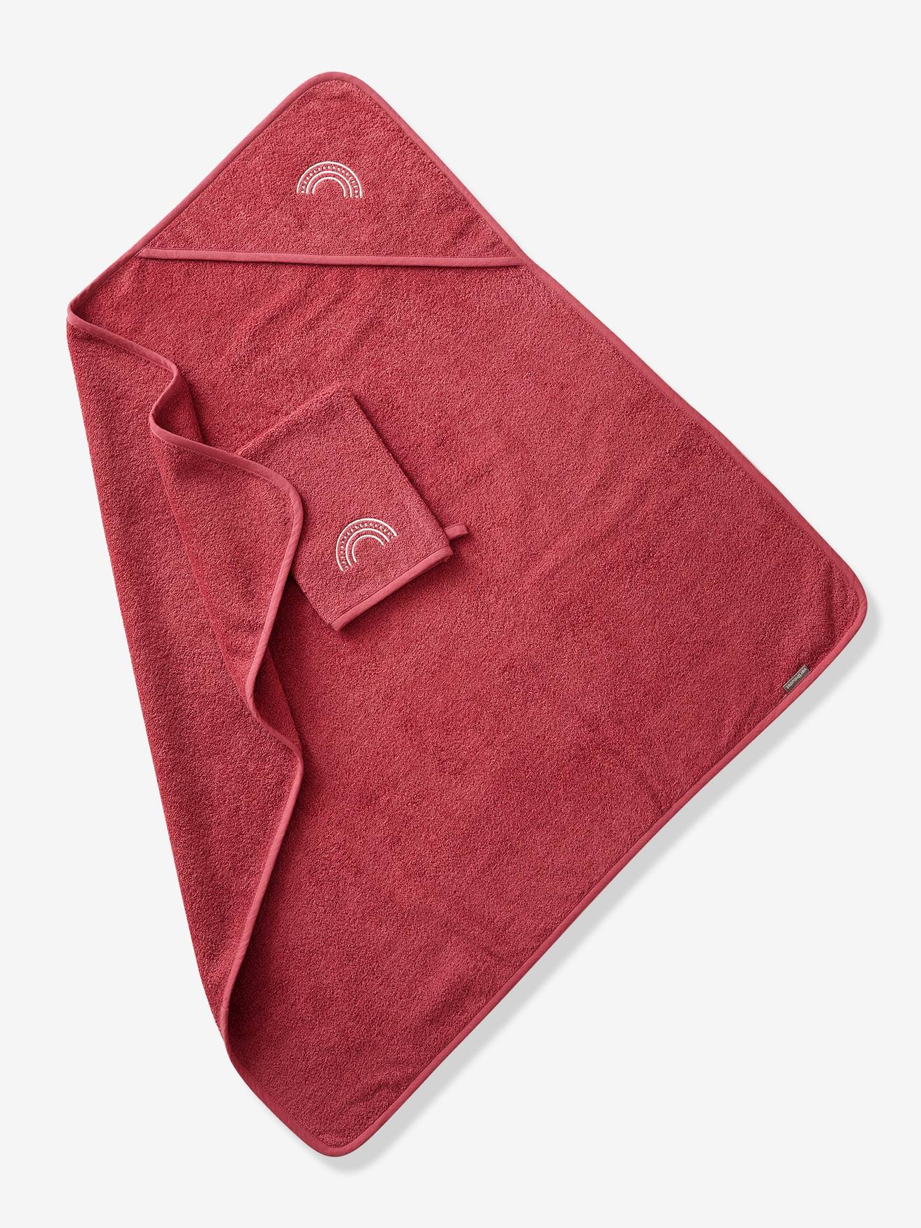 Cape de bain personnalisable + gant de toilette bleu moyen