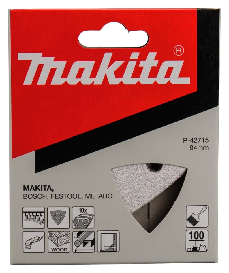 Akcesoria Makita P-42715 Papier ścierny 94x94 mm Ziarnistość 100 BIAŁY 10 szt.