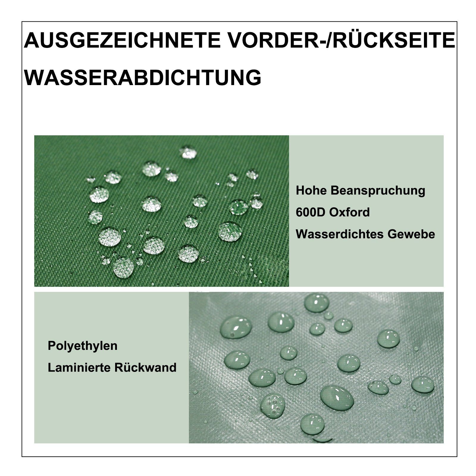 BTTO Hollywoodschaukel UV Schutzdach Ersatzdach Bezug( HXB) 142x120/190x132/195x125cm, 2 Farben, Nur Schaukel Stuhl Abdeckung, 150x150x10cm, Grün, Champagner
