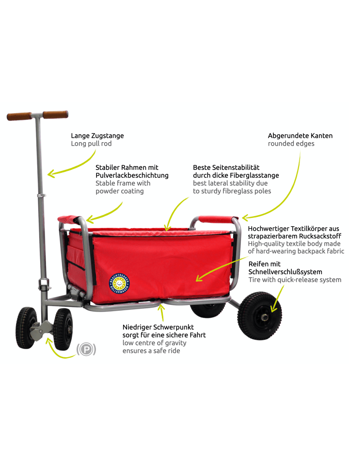Beachtrekker Beachtrekker LiFe faltbarer Bollerwagen   Bremse, klappbarer Handwagen (Rot) günstig kaufen onesize