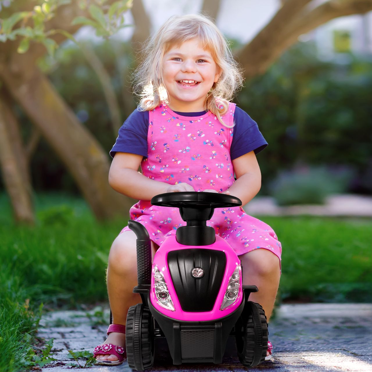 Lemodo Rutschauto Traktor New Holland mit Anhänger, pink