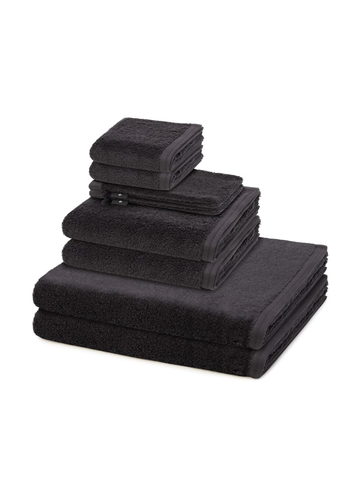 Vossen 2 X Wasch- 2 X Gäste- 2 X Dusch- 2 X Handtuch im Set Vegan Life in Anthrazit günstig kaufen 8