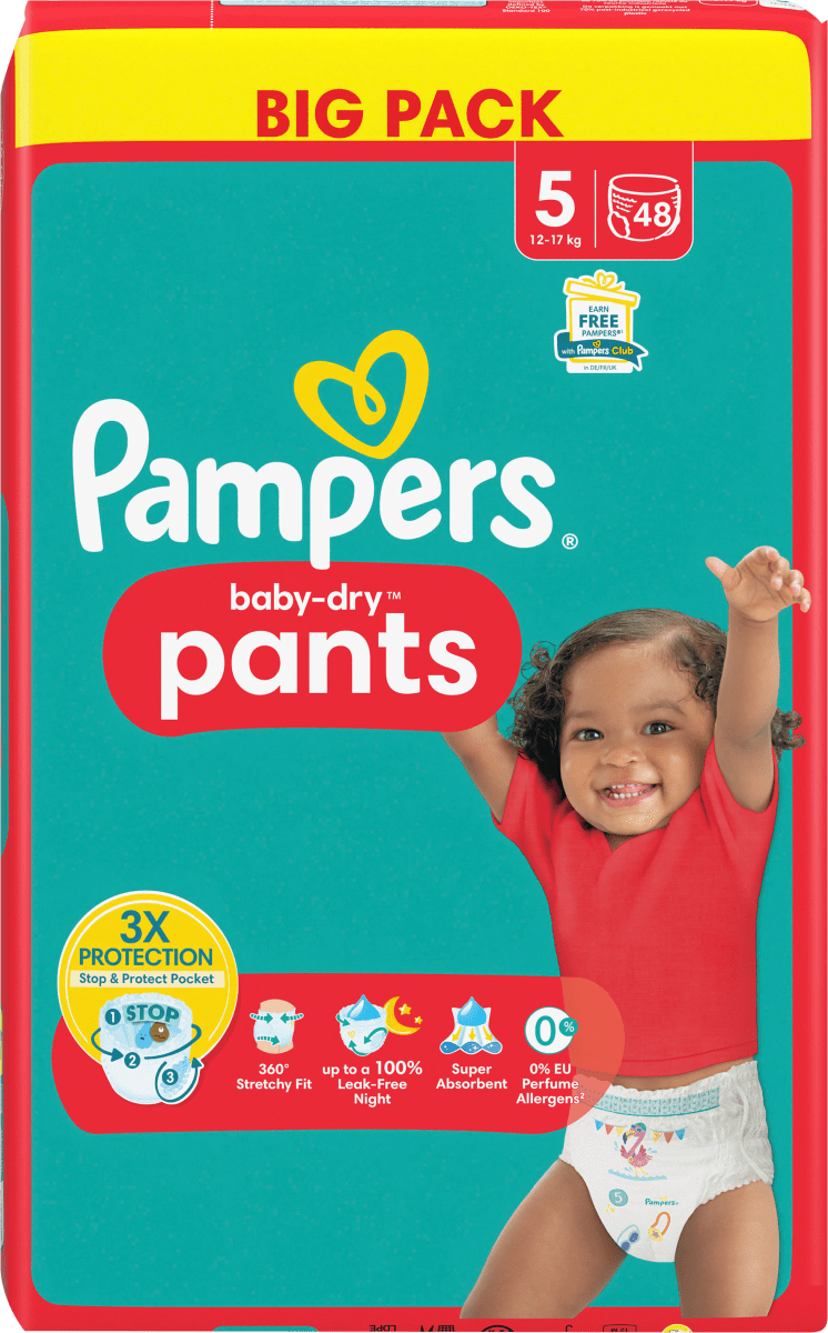 Baby Pants Baby Dry Gr.5 Junior (12-17kg), Big Pack, 48 St