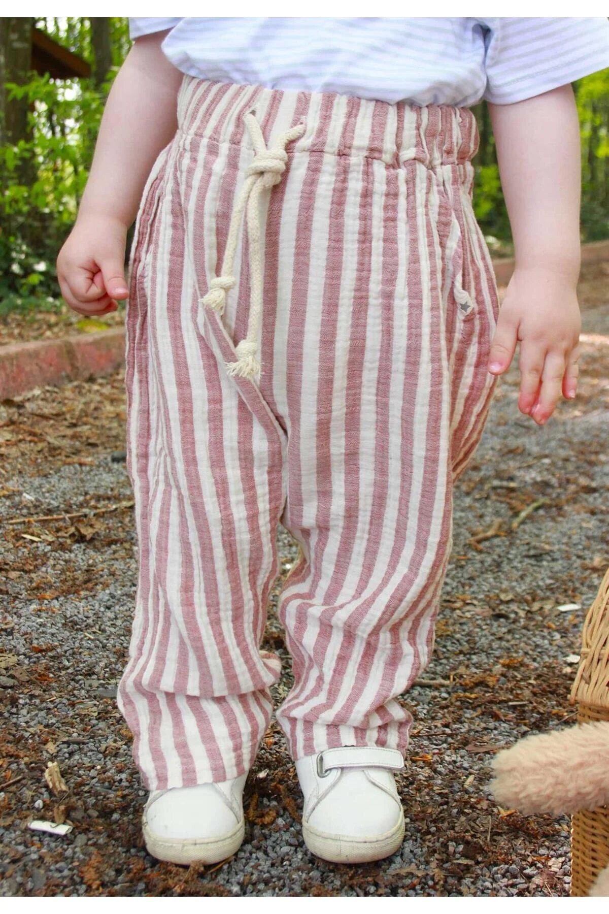Cigit  Musselinhose 1–7 Jahre, rot gestreift