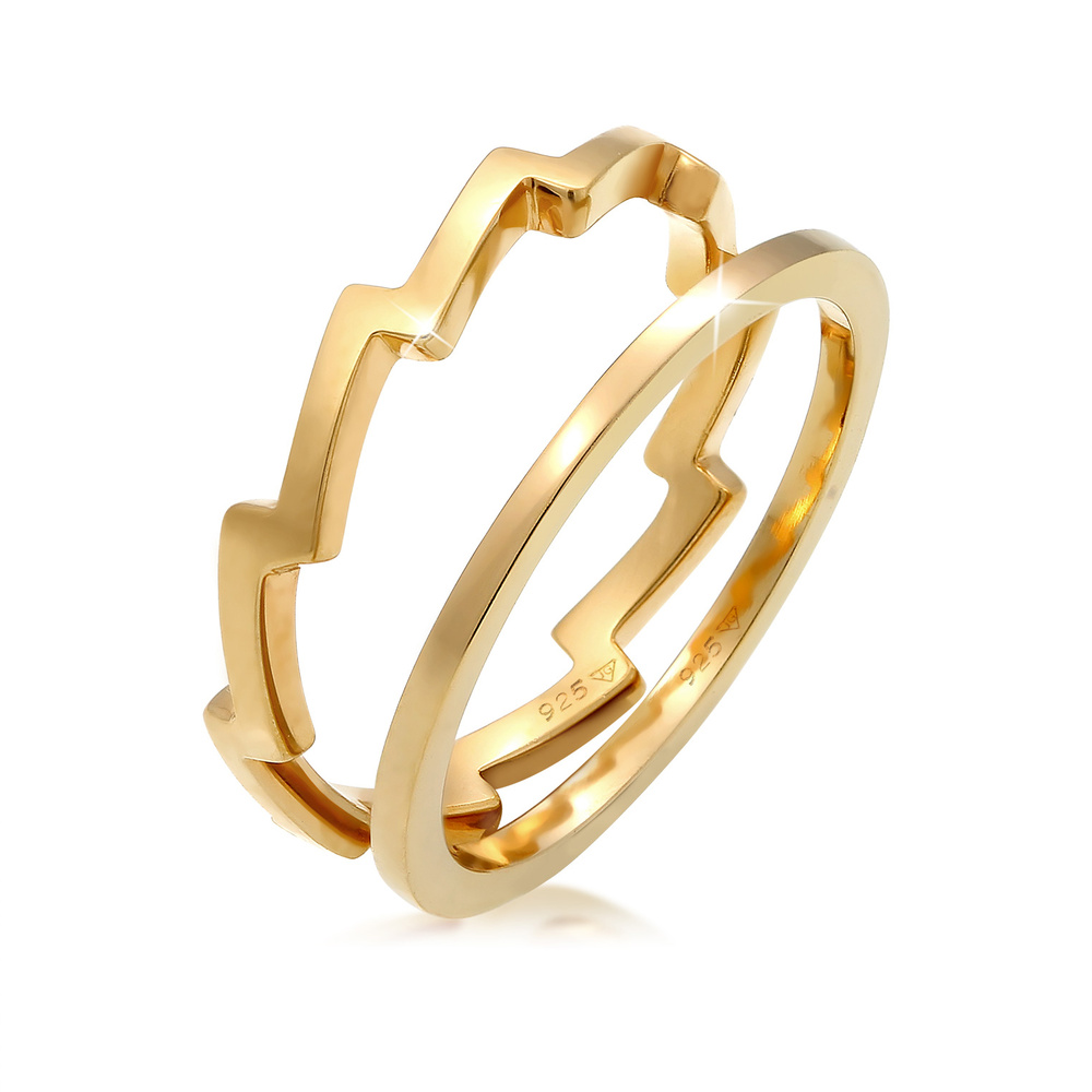 Elli Elli Bague Géo Look Basic Trend Blogger Ensemble Bague Femme - (925/1000) Argent Bague