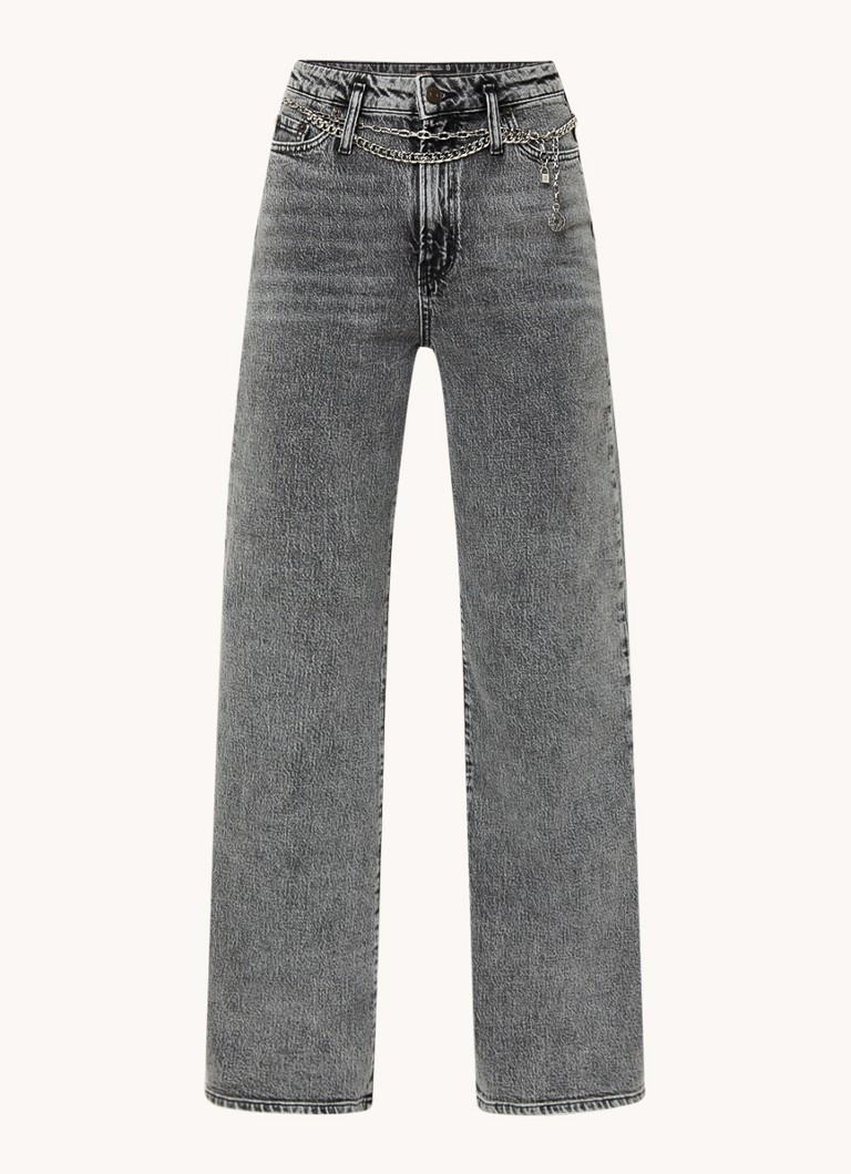 Jean Maje taille haute coupe ample, délavage coloré