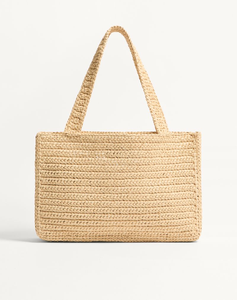 Valentino Garavani Viva Superstar Medium Raffia indkøbstaske
