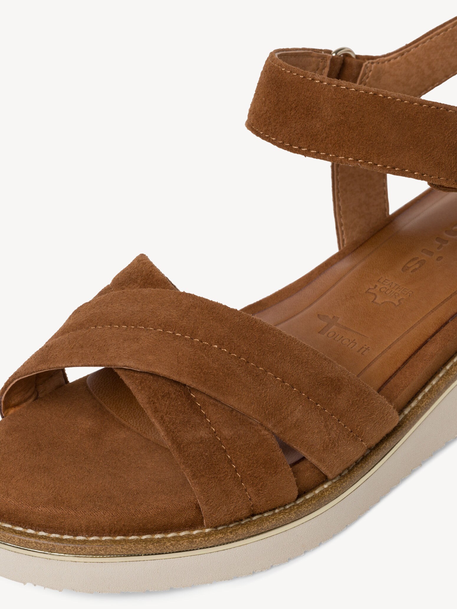 Sandale à talon en cuir - marron