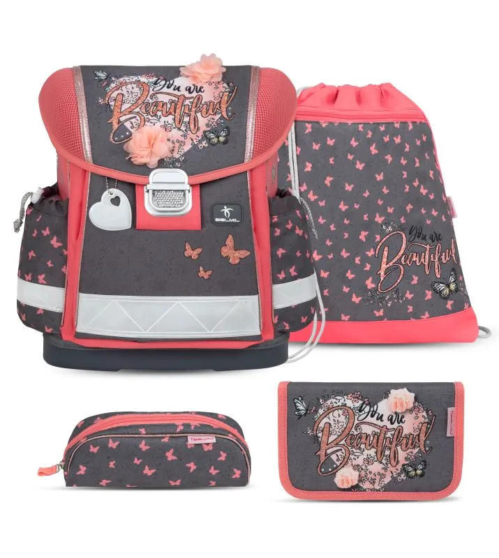 Belmil Classy Schulranzen Set 4-teilig mit Brustgurt - Bloomy Blossom