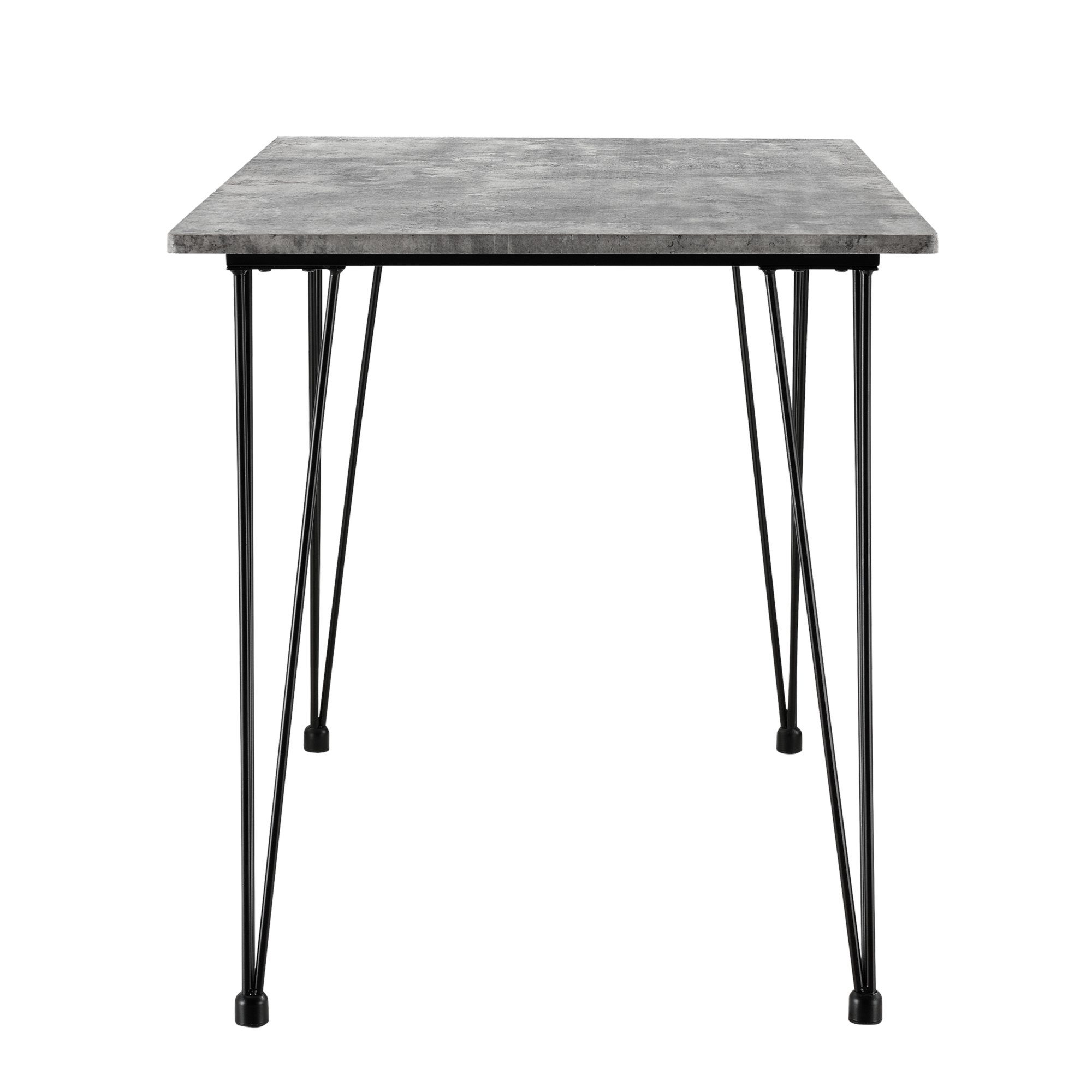 en.casa Esstisch, Kiel Tisch mit Hairpin-Legs Beton-optik