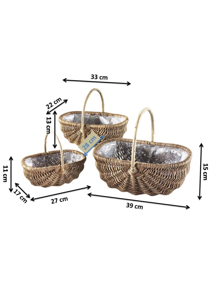 kobolo 3tlg. Set Pflanzkübel LIMA25 in Braun günstig kaufen onesize