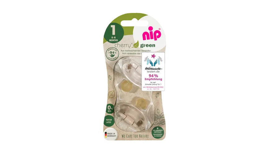 nip® Schnuller Cherry Green Latex Größe 1 (0-6 Monate)