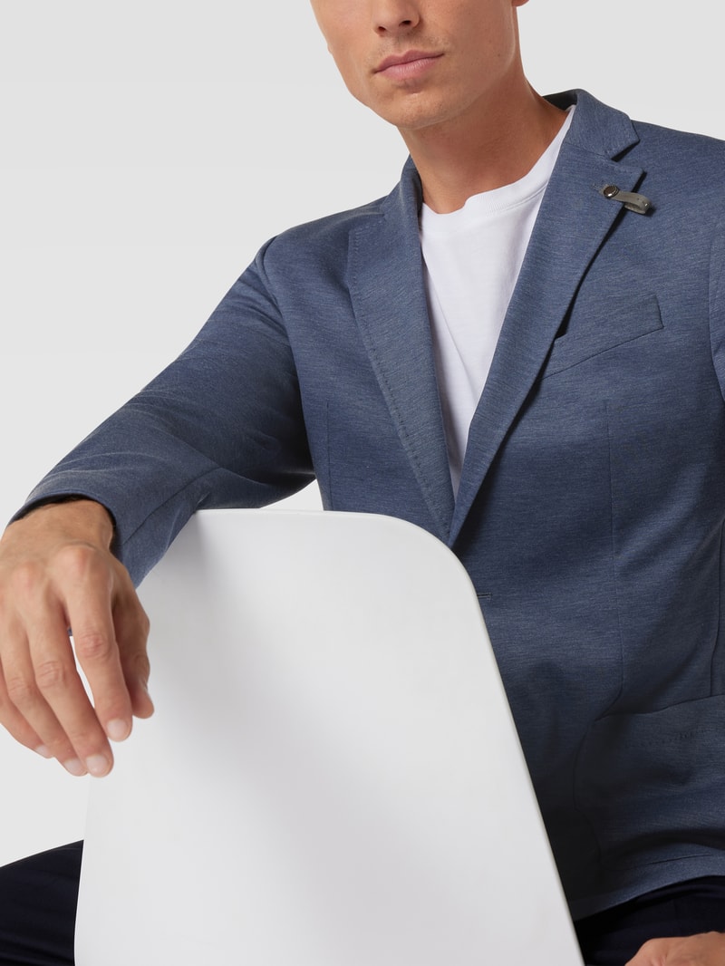 Slim Fit 2-Knopfsakko mit Anstecknadel Modell 'Seba' in blau