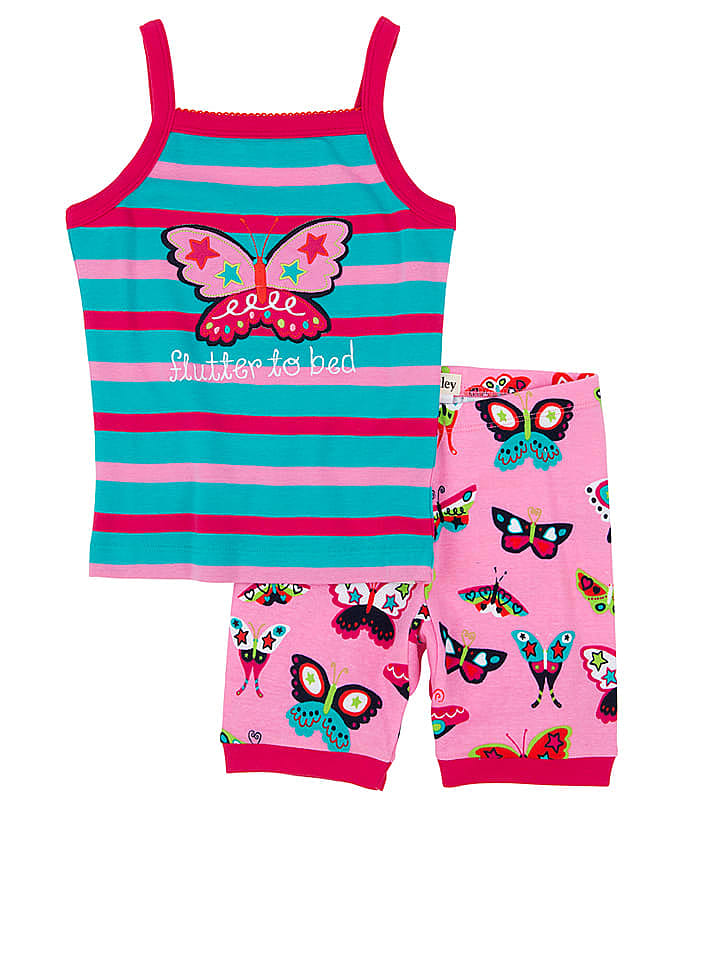 Hatley 🦋 Pyjama ⭐ kurzer Schlafanzug ⭐ Blau Rosa 🦋 Schmetterling 🦋 ...er wurde gerne getragen... Waschspuren vorhanden... sonst noch in einem guten Zustand günstig kaufen 128