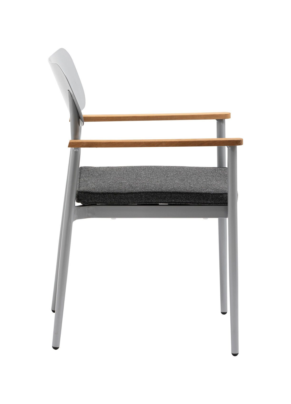 Konway Stapelstuhl DALLAS (4 St), 4x KONWAY® DALLAS Stapelsessel Silber Premium Polyrattan Sessel